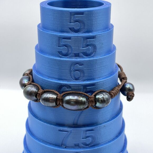 Black Peacock Peal Brown Cord Statement Bracelet 6.5" Freshwater Boho Beautiful - Picture 5 of 6